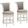 2_Oliver 24 1/2" Pewter Gray Fabric Swivel Counter Stools Set of 2