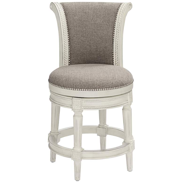 Image 7 Oliver 24 1/2" Pewter Gray Fabric Swivel Counter Stools Set of 2 more views