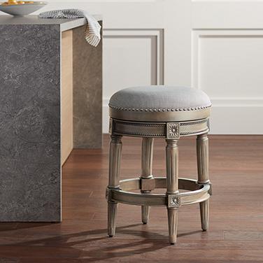 Oliver 26 1/2" Ash Gray Fabric Swivel Counter Stool