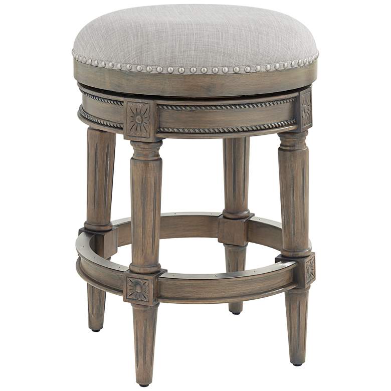 Image 2 Oliver 26 1/2" Ash Gray Fabric Swivel Counter Stool