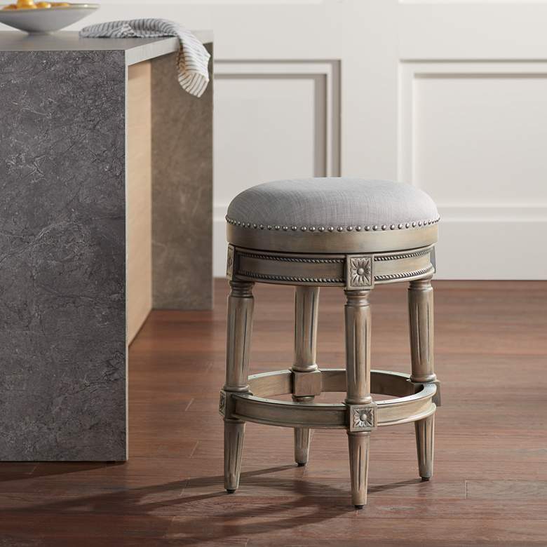 Image 1 Oliver 26 1/2" Ash Gray Fabric Swivel Counter Stool