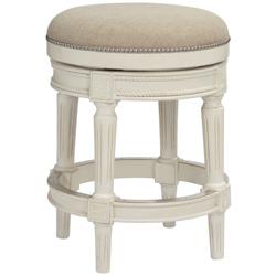 Oliver 26 1/2&quot; Cream Fabric Backless Swivel Seat Counter Stool