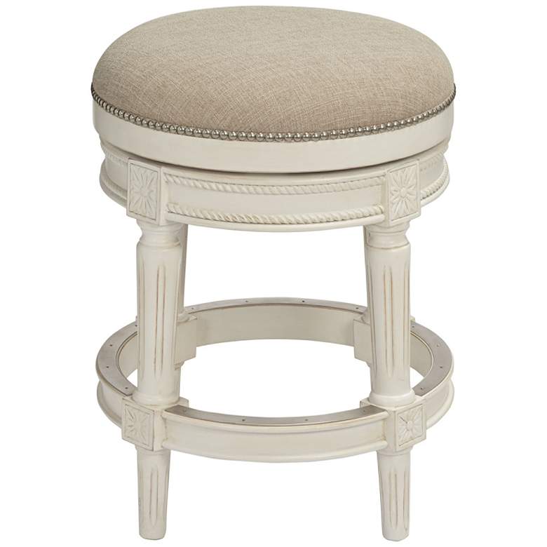 Image 7 Oliver 26 1/2 inch Cream Fabric Backless Swivel Seat Counter Stool more views