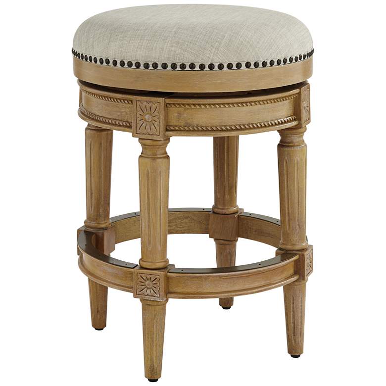 Image 2 Oliver 26 1/2" Weathered Oak Swivel Counter Stool