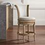 1_Oliver 26 1/4" High Sand Fabric Scroll Back Swivel Counter Stool