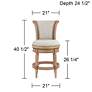 Oliver 26 1/4" High Sand Fabric Scroll Back Swivel Counter Stool