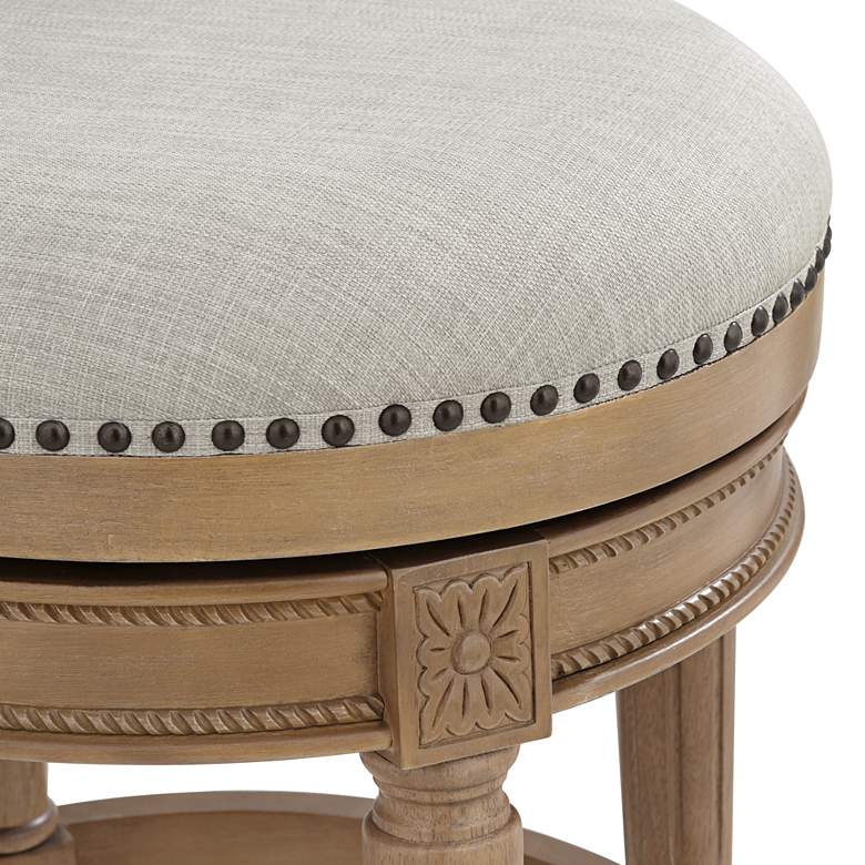 Image 4 Oliver 26 1/4" High Sand Fabric Scroll Back Swivel Counter Stool more views