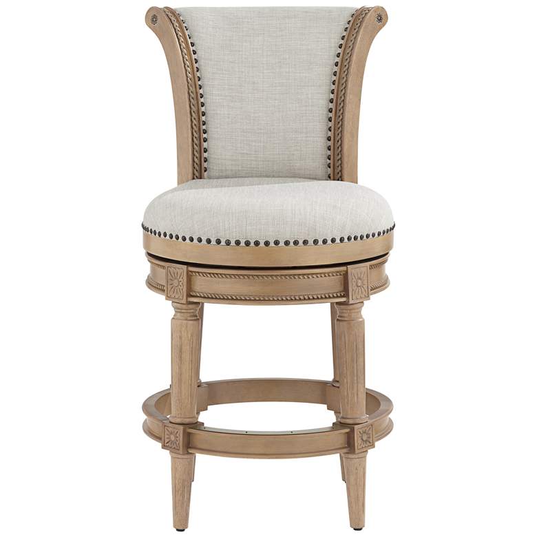 Image 7 Oliver 26 1/4" High Sand Fabric Scroll Back Swivel Counter Stool more views