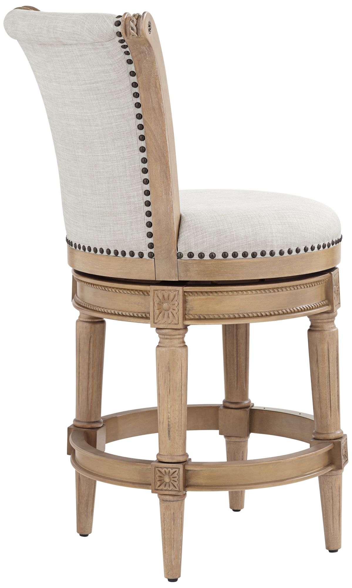 Oliver 26 1/4" High Sand Fabric Scroll Back Swivel Counter Stool