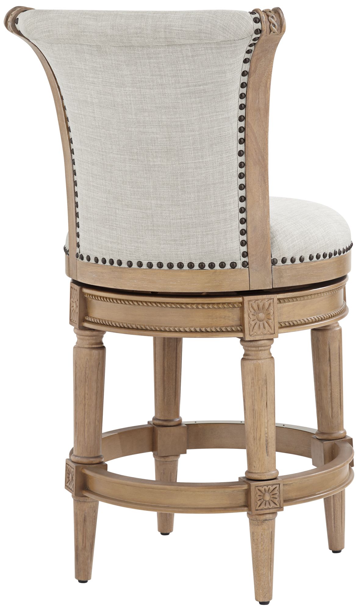 Oliver 26 1/4" High Sand Fabric Scroll Back Swivel Counter Stool