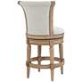 Oliver 26 1/4" High Sand Fabric Scroll Back Swivel Counter Stool