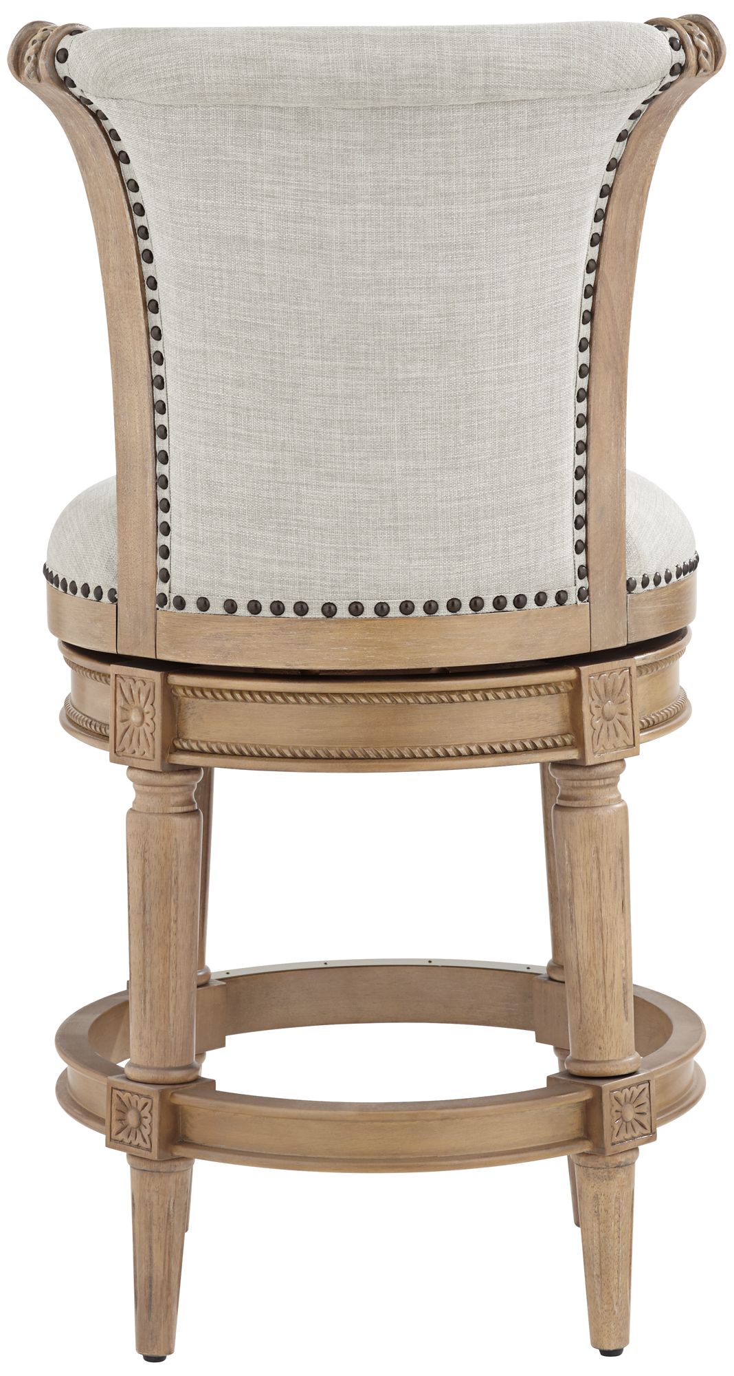 Oliver 26 1/4" High Sand Fabric Scroll Back Swivel Counter Stool