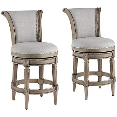 Oliver 26" Ash Gray Fabric Swivel Counter Stools Set of 2