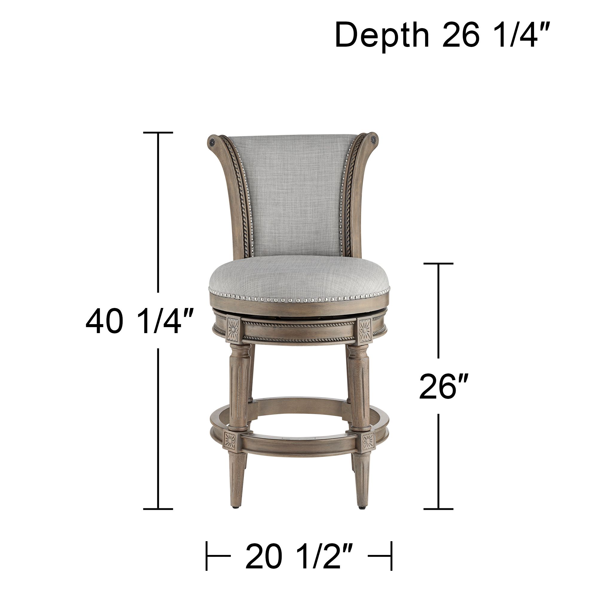 Oliver 26" Ash Gray Fabric Swivel Counter Stools Set of 2