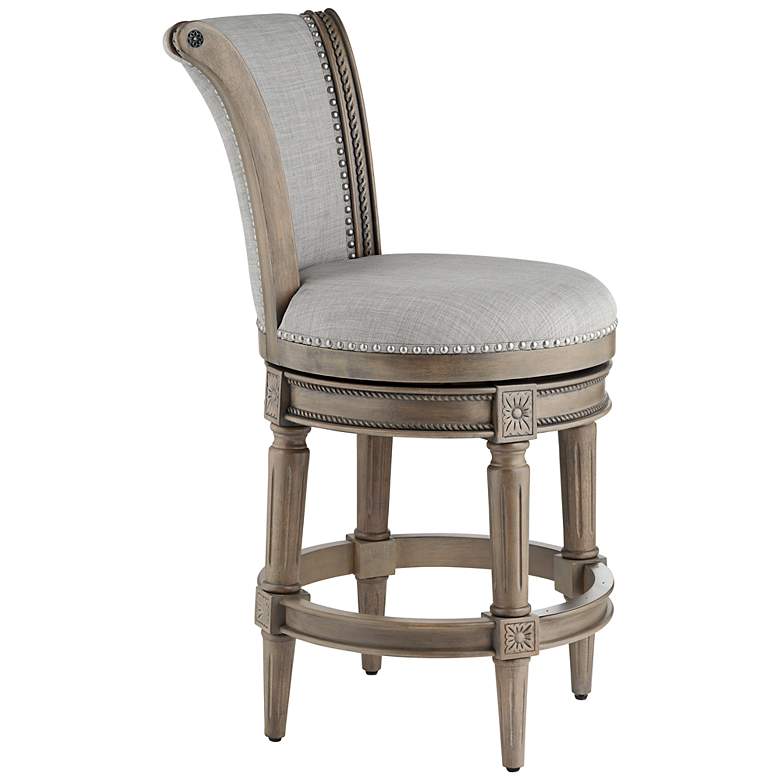 Image 7 Oliver 26" Ash Gray Fabric Swivel Counter Stools Set of 2 more views
