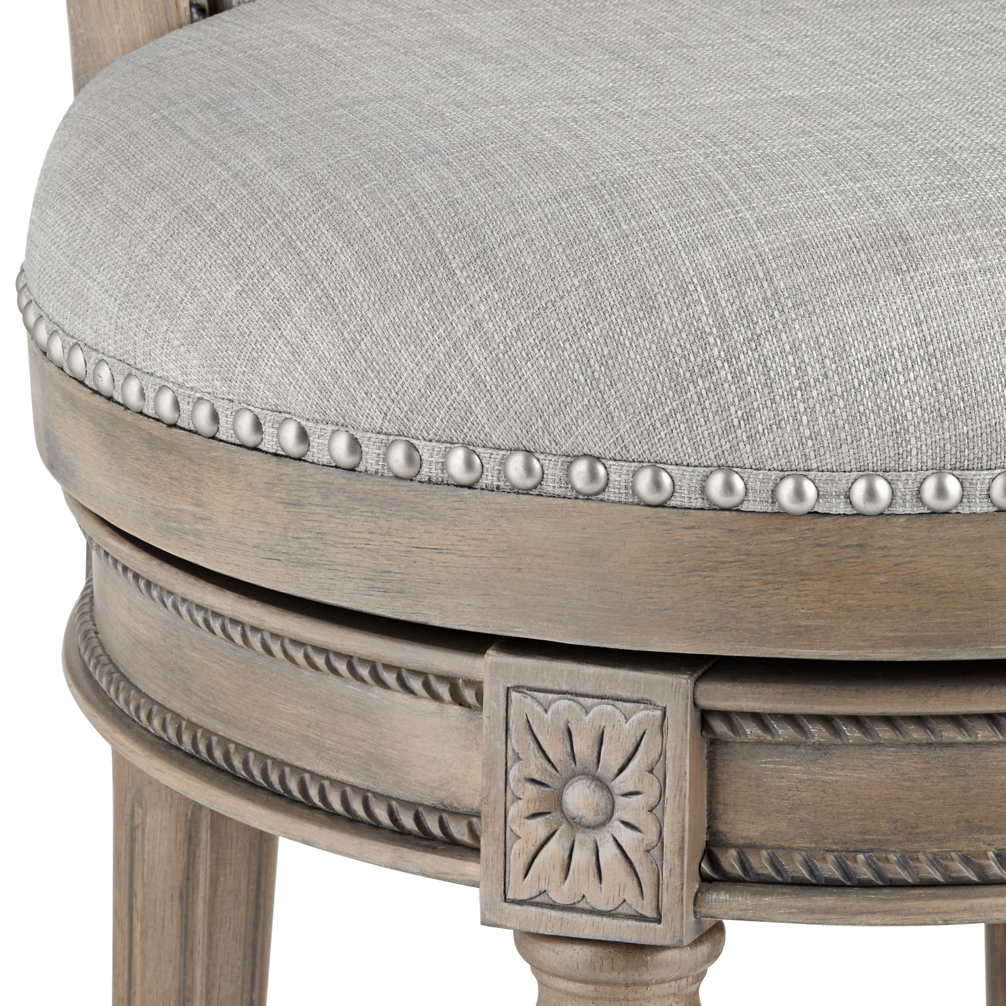 Image 4 Oliver 26" Ash Gray Fabric Swivel Counter Stools Set of 2 more views