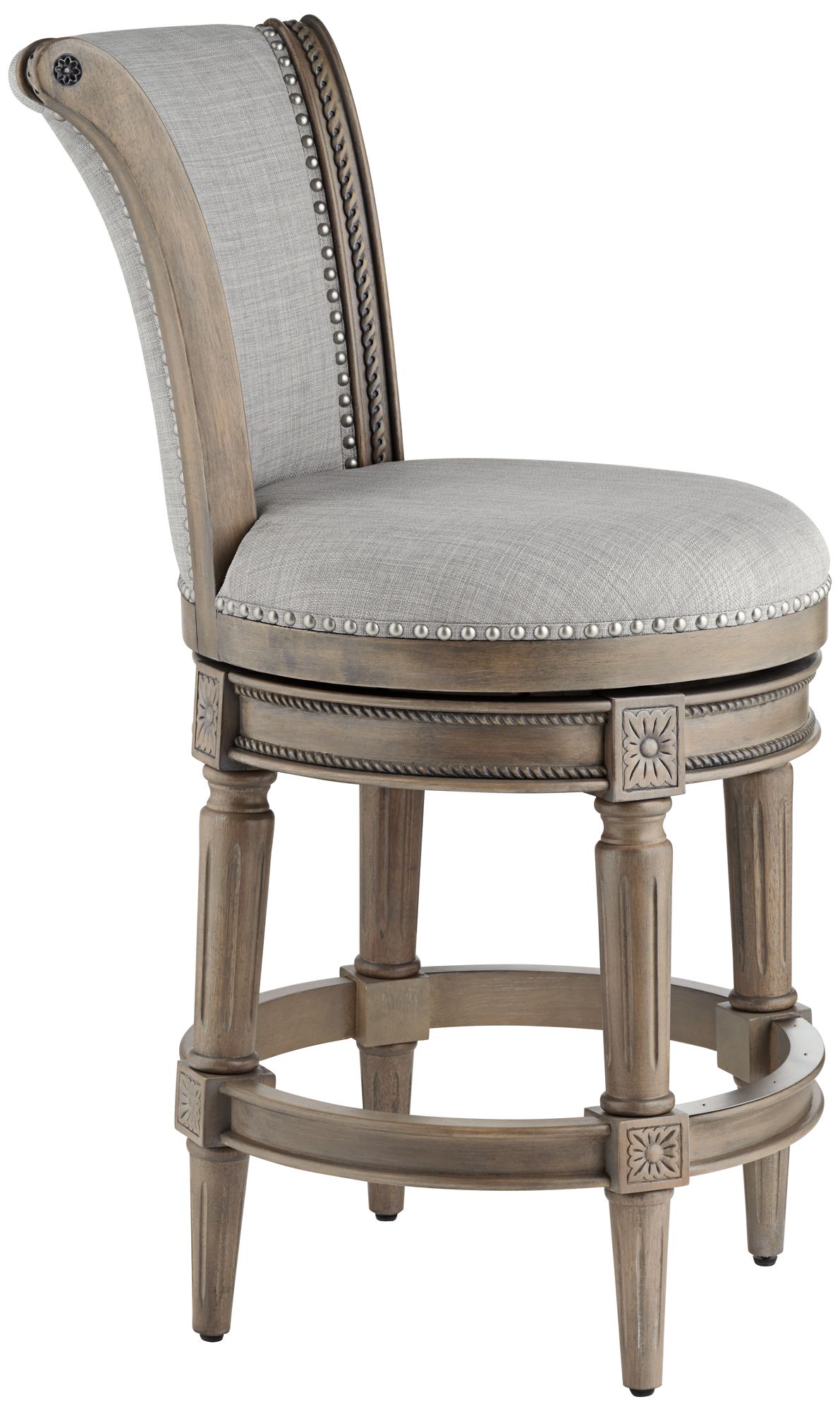 Image 7 Oliver 26" Ash Gray Fabric Swivel Counter Stools Set of 2 more views