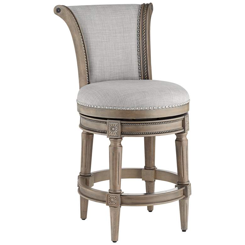Image 2 Oliver 26" High Ash Gray and Oak Traditional Swivel Counter Stool