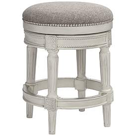 Image2 of Oliver 26" Pewter Fabric Vintage Gray Swivel Counter Stool