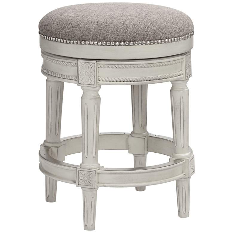 Image 2 Oliver 26 inch Pewter Fabric Vintage Gray Swivel Counter Stool