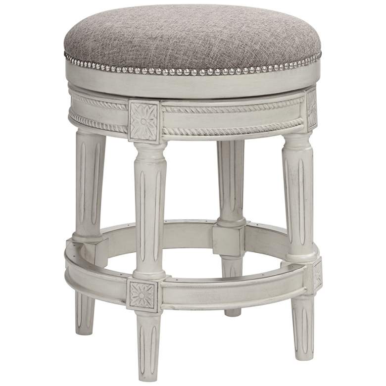 Image 2 Oliver 26" Pewter Fabric Vintage Gray Swivel Counter Stool