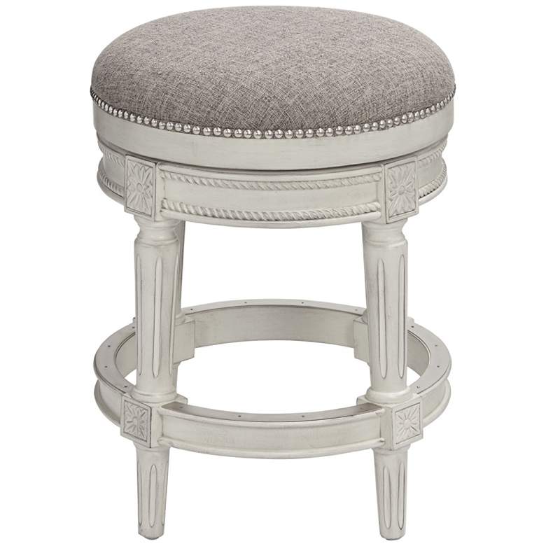 Image 7 Oliver 26" Pewter Fabric Vintage Gray Swivel Counter Stool more views