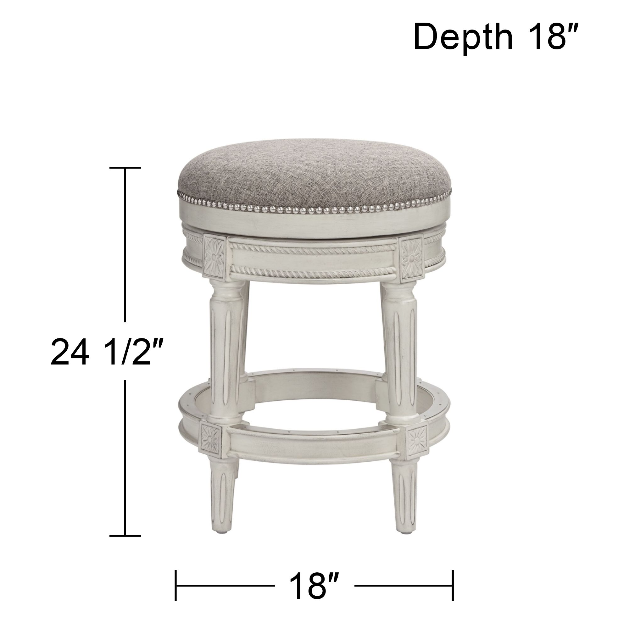 Oliver 26" Pewter Fabric Vintage Gray Swivel Counter Stool