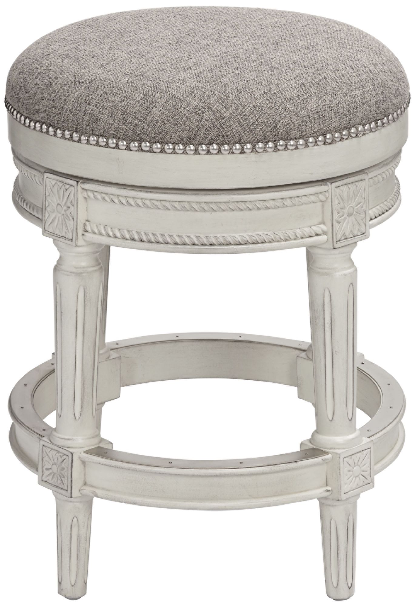 Image 6 Oliver 26" Pewter Gray Fabric Backless Swivel Counter Stools Set of 2 more views