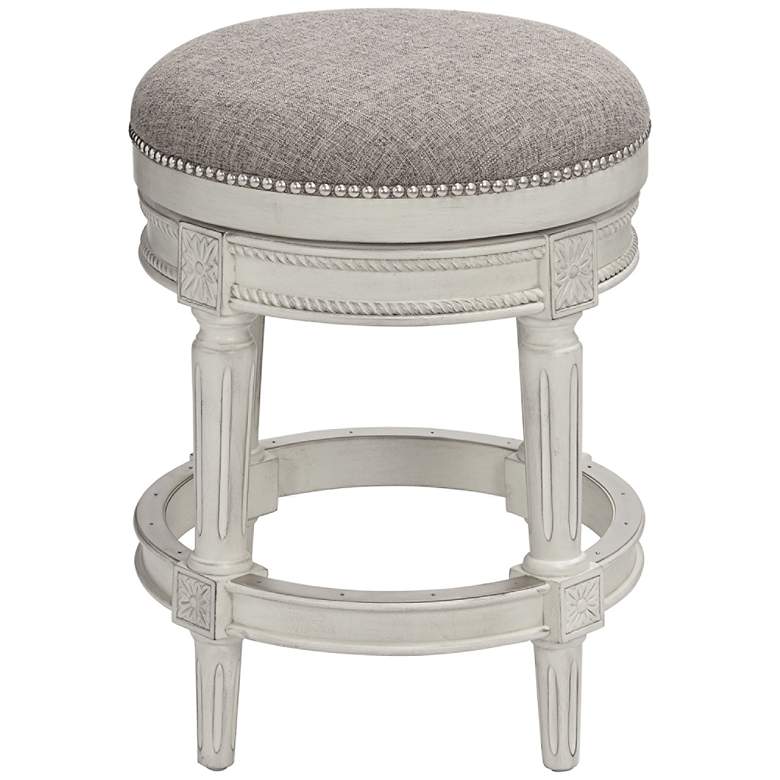 Image 6 Oliver 26" Pewter Gray Fabric Backless Swivel Counter Stools Set of 2 more views