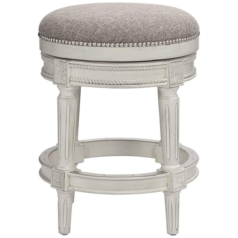 Image 7 Oliver 26" Pewter Gray Fabric Backless Swivel Counter Stools Set of 2 more views