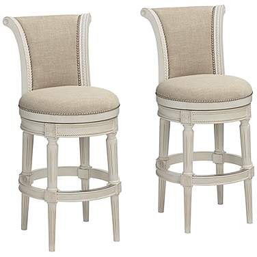 Oliver 30 1/2" Cream Fabric Swivel Bar Stools Set of 2
