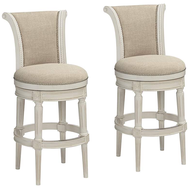 Image 1 Oliver 30 1/2" Cream Fabric Swivel Bar Stools Set of 2