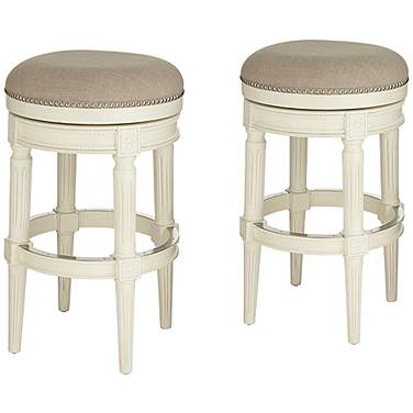 Oliver 30 1/2" Erin Cream Fabric Backless Swivel Bar Stools Set of 2