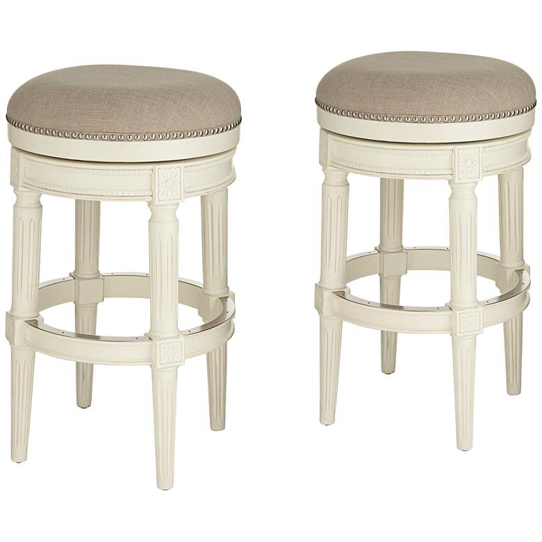 Image 1 Oliver 30 1/2" Erin Cream Fabric Backless Swivel Bar Stools Set of 2