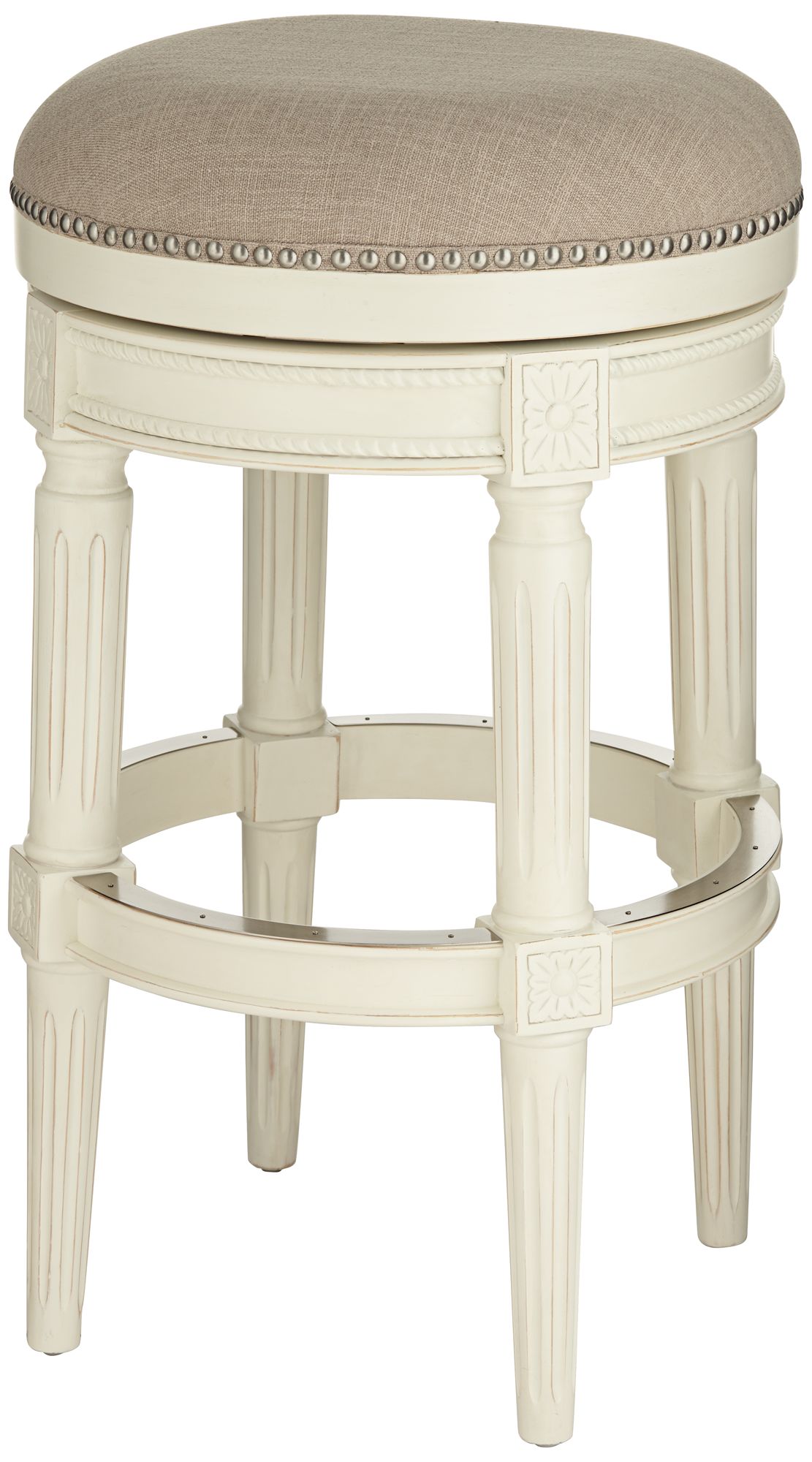 Oliver 30" High Pewter Scroll Back Swivel Bar Stool 74T65 Lamps Plus