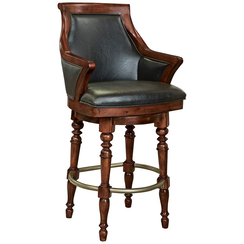 Image 1 Oliver 30 1/2" Black Faux Leather Swivel Barstool