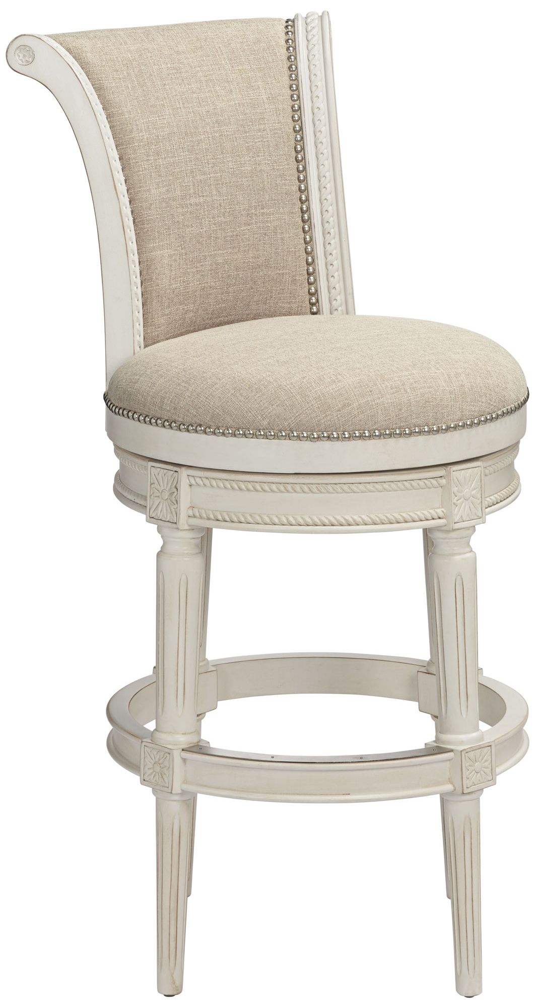 Oliver 30 1/2" Cream Fabric Swivel Bar Stools Set of 2