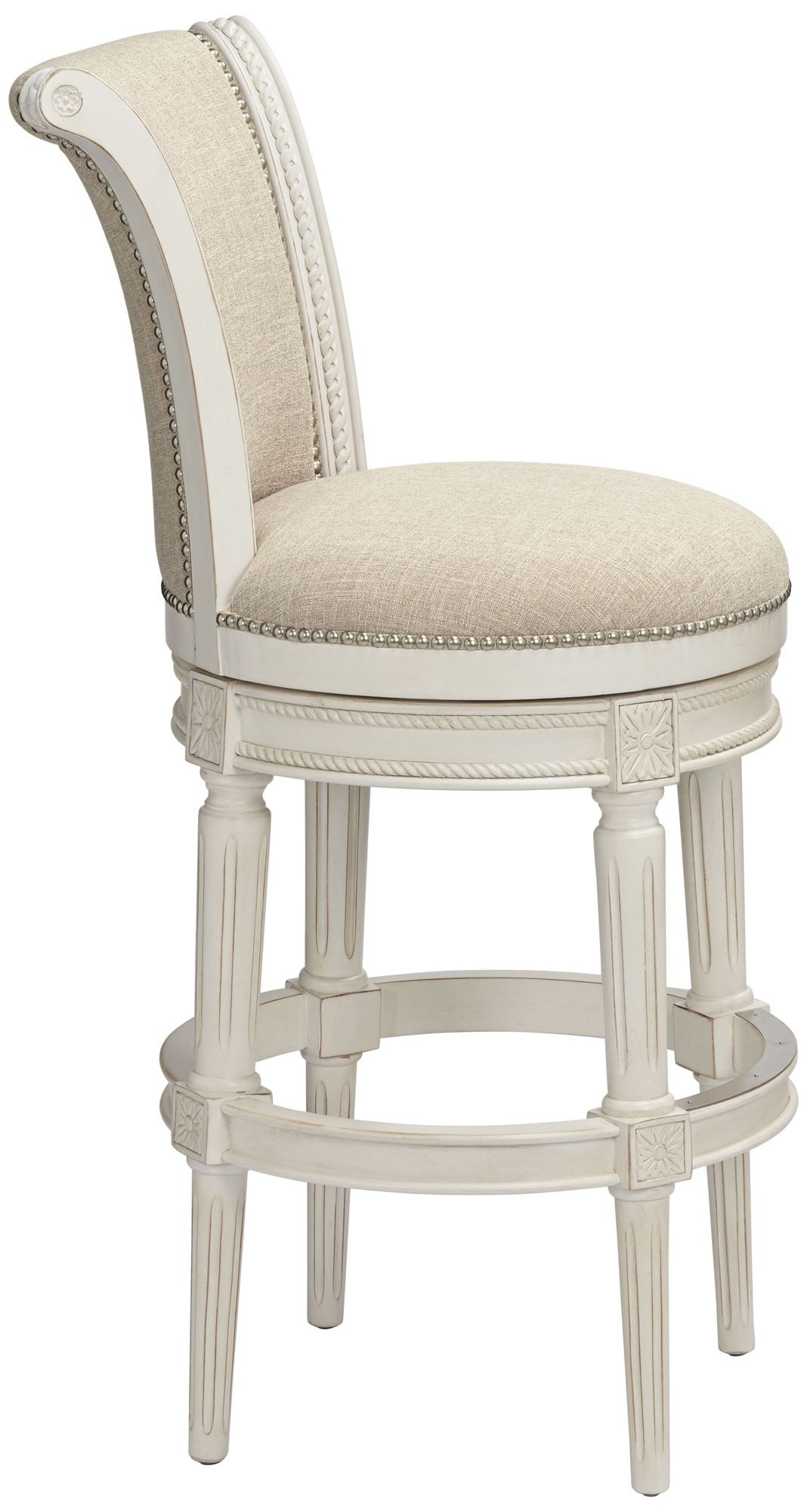 Oliver 30 1/2" Cream Fabric Swivel Bar Stools Set of 2