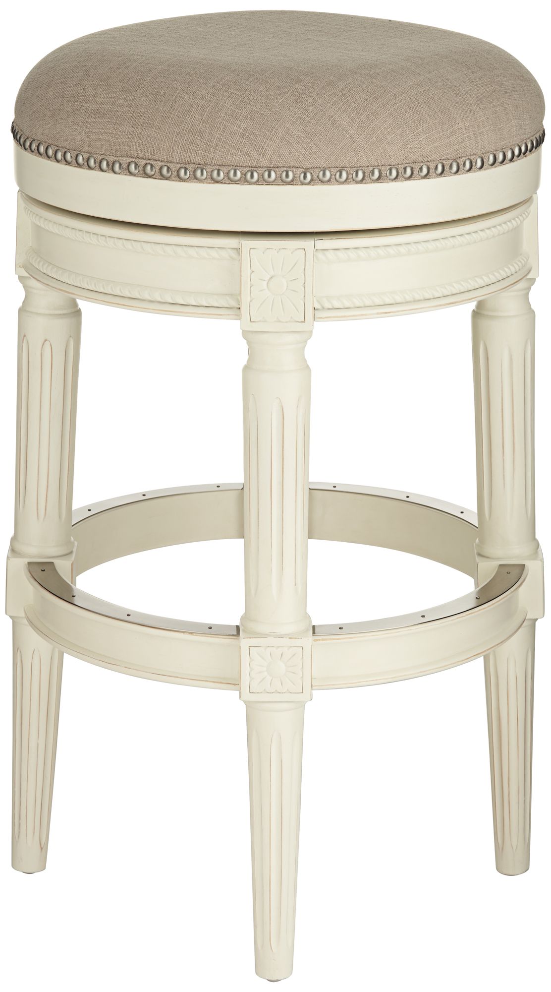 Image 5 Oliver 30 1/2" Erin Cream Fabric Backless Swivel Bar Stools Set of 2 more views