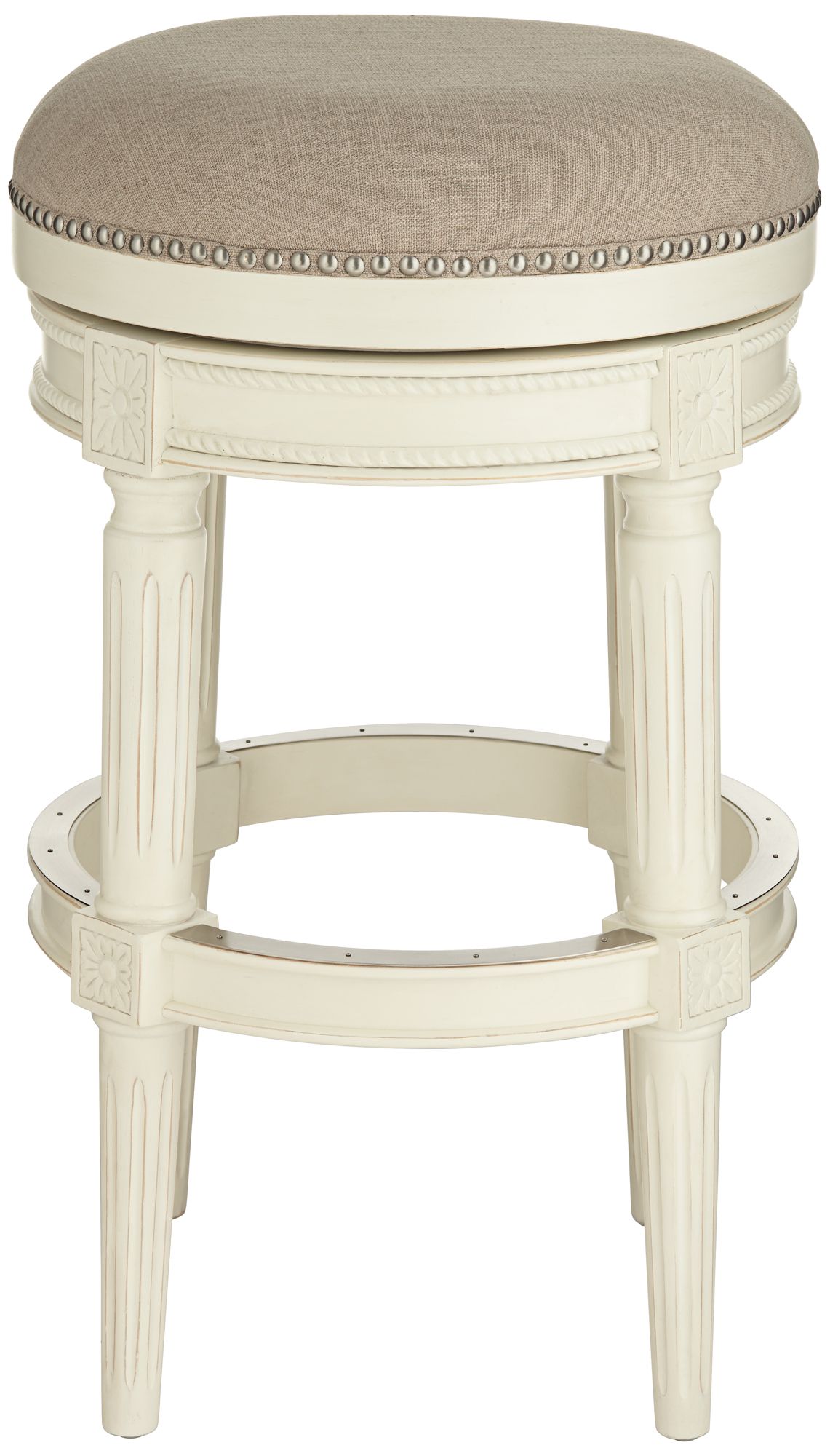 Image 6 Oliver 30 1/2" Erin Cream Fabric Backless Swivel Bar Stools Set of 2 more views