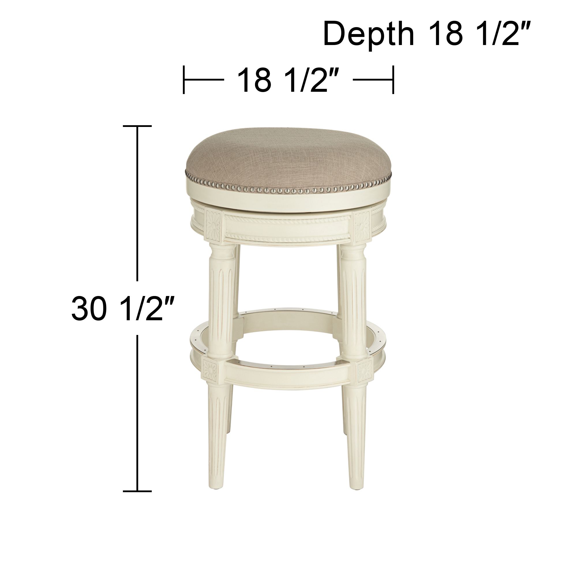 Oliver 30 1/2" Erin Cream Fabric Backless Swivel Bar Stools Set of 2