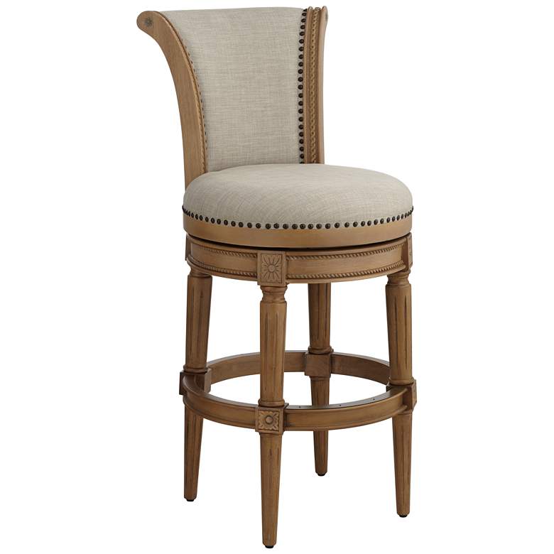 Image 2 Oliver 30 1/2" High Sand Fabric Scroll Back Swivel Bar Stool