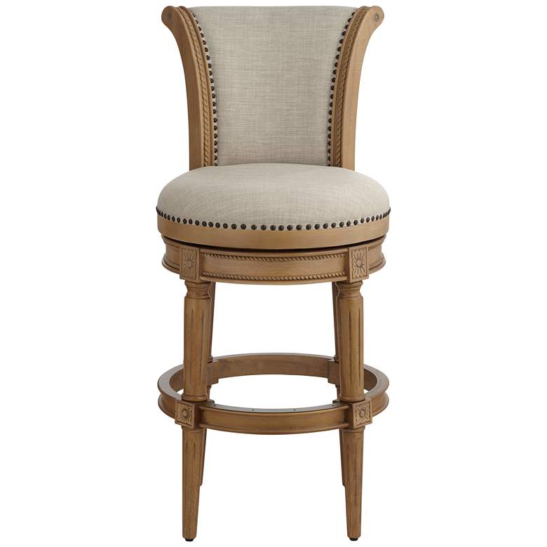 Image 7 Oliver 30 1/2" High Sand Fabric Scroll Back Swivel Bar Stool more views
