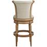 Oliver 30 1/2" High Sand Fabric Scroll Back Swivel Bar Stool