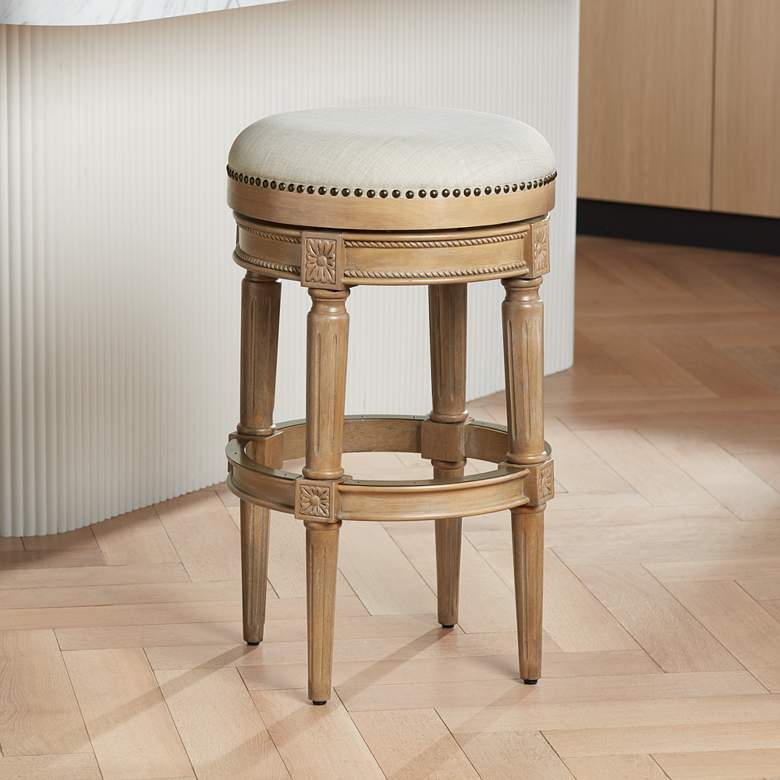Image 2 Oliver 30 1/2" Weathered Oak Swivel Barstool