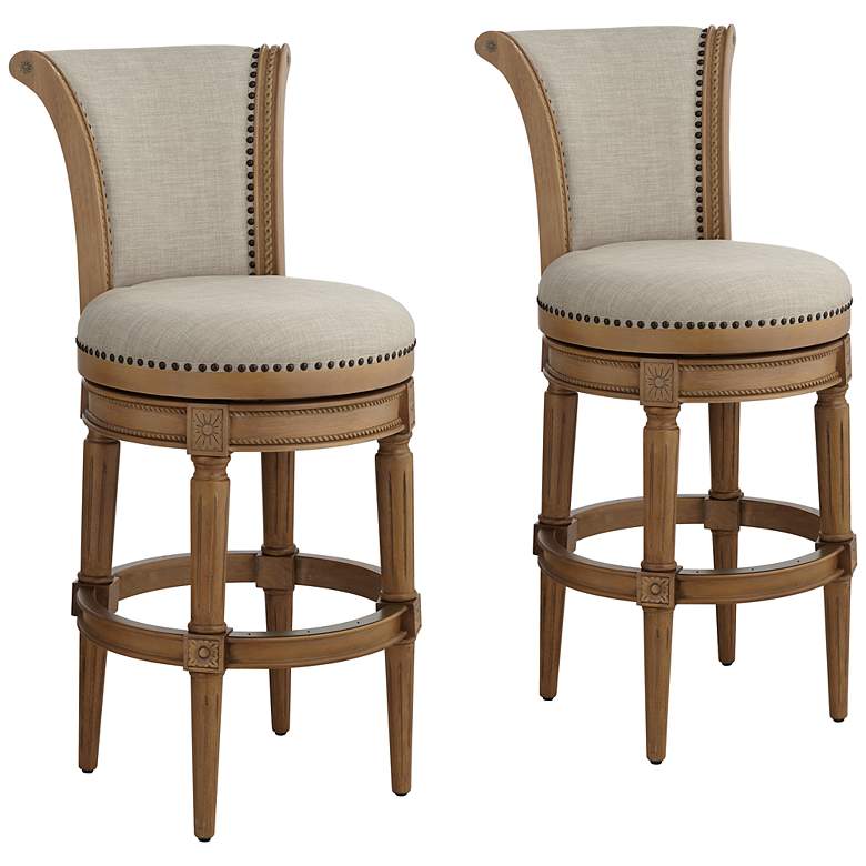 Image 1 Oliver 30 1/2" Sand Fabric Swivel Bar Stools Set of 2