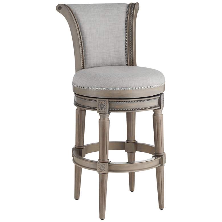 Image 2 Oliver 30 3/4" High Ash Gray Fabric Scroll Back Swivel Bar Stool