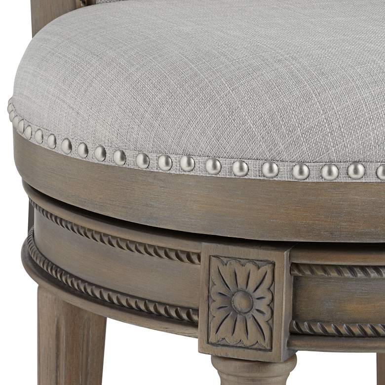 Image 5 Oliver 30 3/4" High Ash Gray Fabric Scroll Back Swivel Bar Stool more views