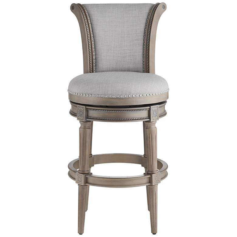 Image 7 Oliver 30 3/4" High Ash Gray Fabric Scroll Back Swivel Bar Stool more views