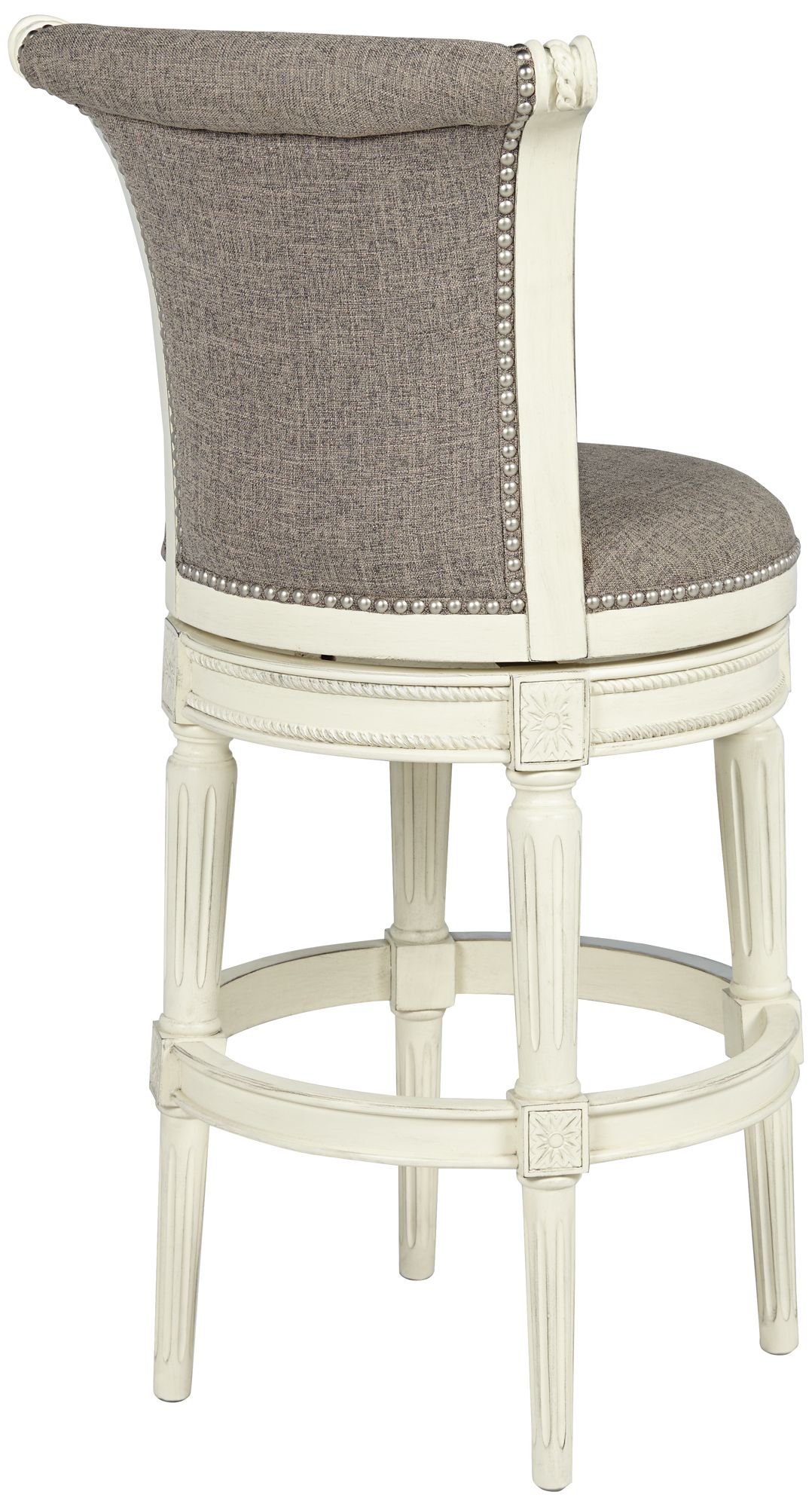 Oliver 30" High Pewter Scroll Back Swivel Bar Stool in scene